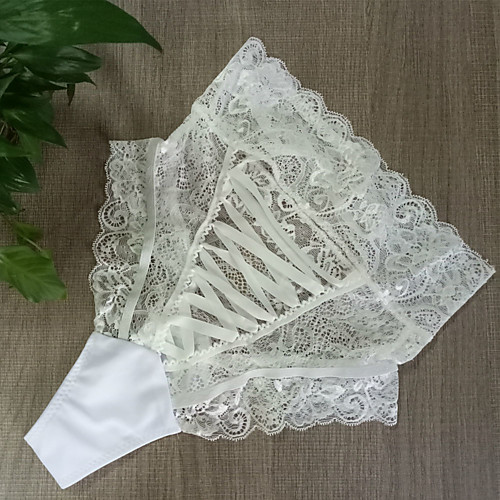 

Women's Lace Lace Ultra Sexy Panty Solid Colored Mid Waist White Black S M L