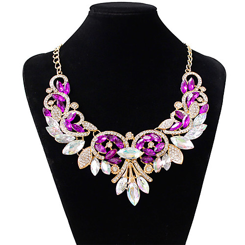 

Women's Amethyst Choker Necklace Drop Ladies Fashion Color Imitation Diamond Alloy White Purple Red Necklace Jewelry For Wedding Party