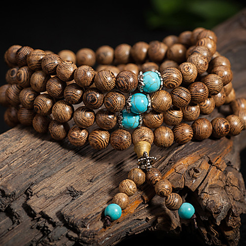 

Couple's Men's Women's Turquoise Chain Bracelet Charm Bracelet Bead Bracelet Crossover Personalized Bohemian Fashion Vintage Double-layer Wooden Bracelet Jewelry Brown For Wedding Party Casual Daily