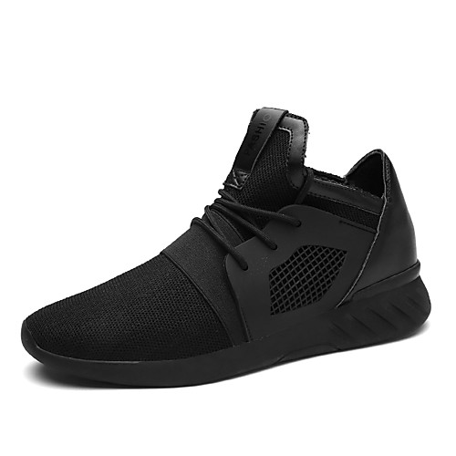 

Men's Sneakers Comfort Shoes Light Soles Athletic Casual Outdoor Walking Shoes Rubber Tulle Slip Resistant Black / White Black Fall Spring / Lace-up / Split Joint / EU40