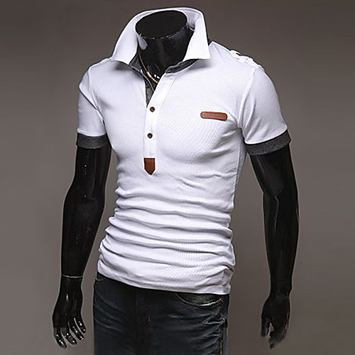 

Men's Polo Solid Colored Short Sleeve Daily Tops White Dark Gray