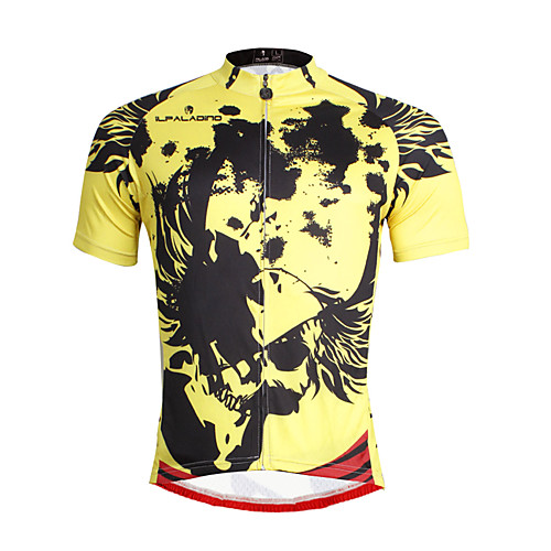 

ILPALADINO Men's Short Sleeve Cycling Jersey Yellow Bike Jersey Top Mountain Bike MTB Road Bike Cycling Breathable Quick Dry Ultraviolet Resistant Sports Clothing Apparel / Stretchy / Back Pocket
