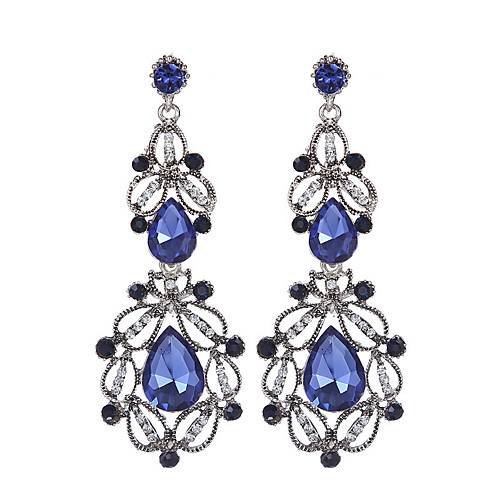 

Women's Girls' Sapphire Crystal Drop Earrings Pear Cut Ladies Vintage Fashion Crystal Rhinestone Gold Plated Earrings Jewelry White / Blue For Wedding Party Daily Casual 1pc