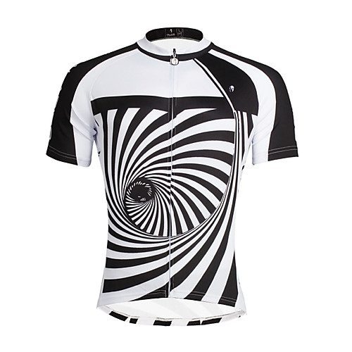 

ILPALADINO Men's Short Sleeve Cycling Jersey Black / White Stripes Bike Top Mountain Bike MTB Road Bike Cycling Breathable Quick Dry Ultraviolet Resistant Sports Clothing Apparel / Stretchy