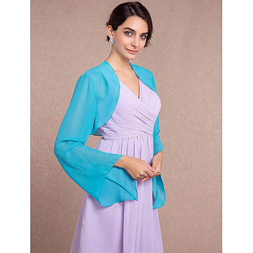 

Long Sleeve Shrugs Chiffon Wedding / Party Evening Women's Wrap With Scales