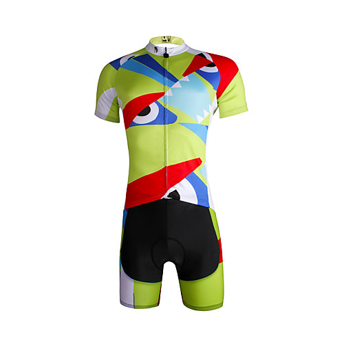 

ILPALADINO Men's Short Sleeve Cycling Jersey with Shorts Lycra Light Green Patchwork Bike Jersey Clothing Suit Mountain Bike MTB Road Bike Cycling Breathable Quick Dry Ultraviolet Resistant Sports