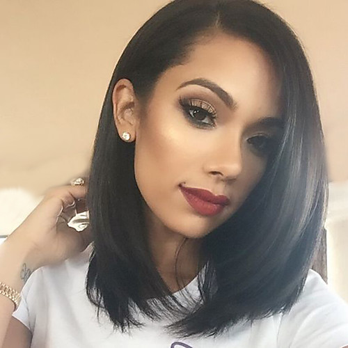 

Human Hair Unprocessed Human Hair Lace Front Wig style Brazilian Hair Straight Wig 130% Density 10-26 inch Women's Short Medium Length Long Human Hair Lace Wig