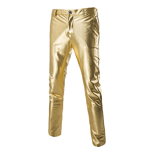 

Men's Punk & Gothic Exaggerated Slim Casual Club Chinos Pants Solid Colored Full Length Black Gold Silver