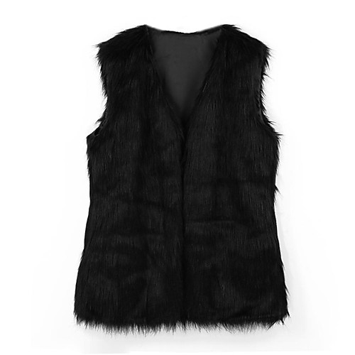 

Women's Solid Colored Basic Winter Fur Coat Regular Daily Sleeveless Coat Tops Camel