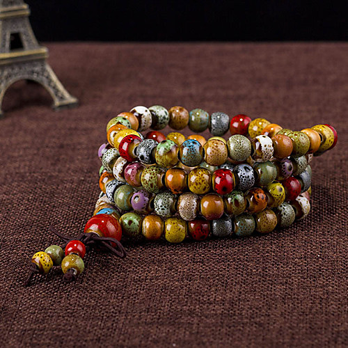 

Bead Bracelet Beaded Layered Stacking Stackable Ladies Fashion Multi Layer Ceramic Bracelet Jewelry Brown For Daily Casual