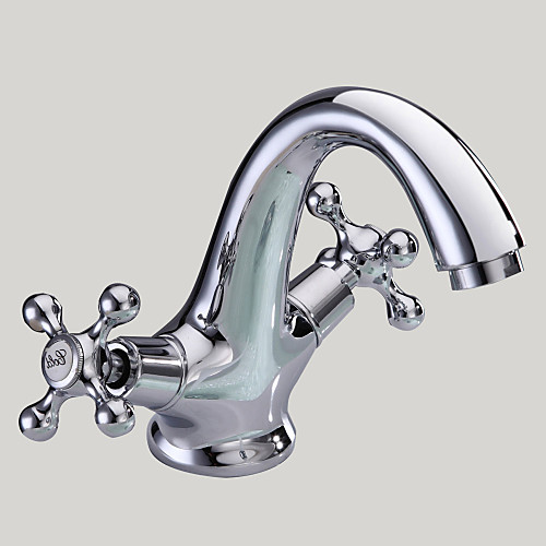 

Bathroom Sink Faucet - Rotatable Chrome Centerset Two Handles One HoleBath Taps