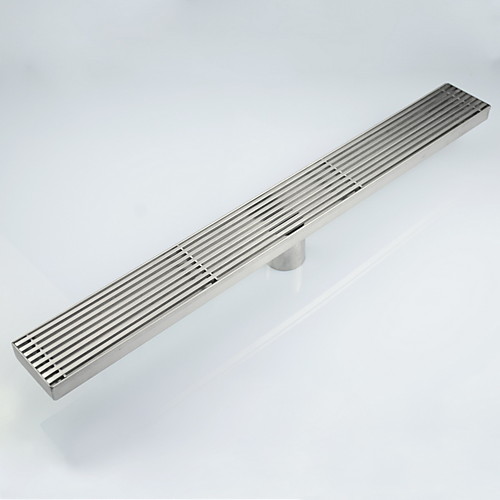 

23.6-Inch Linear Shower Drain with Removable Quadrato Pattern Grate,Professional Brushed 304 Stainless Steel Rectangle Shower Floor Drain Manufacturer,With Leveling Feet,Hair Strainer