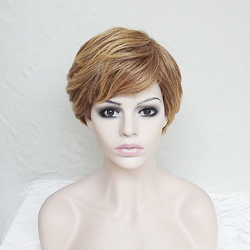 

Synthetic Wig Straight Natural Wave Natural Wave Asymmetrical With Bangs Wig Blonde Short Strawberry Blonde#27 Synthetic Hair Women's Natural Hairline Blonde