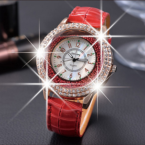 

Women's Luxury Watches Floating Crystal Watch Diamond Watch Quartz Leather Black / White / Red Casual Watch Analog Ladies Fashion Elegant - Brown Red Green
