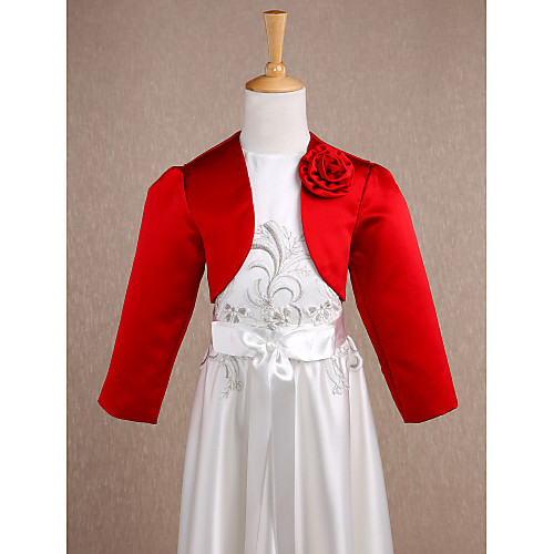 

Long Sleeve Shrugs Satin Wedding / Party Evening Kids' Wraps With Flower