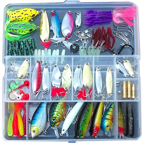 

131 pcs Fishing Lures Hard Bait Soft Bait Jigs Spoons Minnow Crank Pencil Multifunction Floating Sinking Bass Trout Pike Sea Fishing Bait Casting Ice Fishing Soft Plastic Hard Plastic Plastic