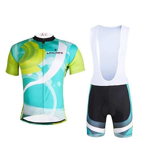 

ILPALADINO Men's Short Sleeve Cycling Jersey with Bib Shorts Lycra Polyester Bike Clothing Suit Breathable 3D Pad Quick Dry Ultraviolet Resistant Reflective Strips Sports Fashion Mountain Bike MTB