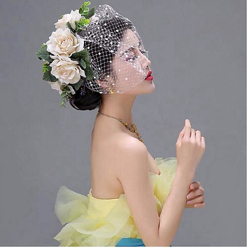 

Net Birdcage Veils with 1 Wedding / Special Occasion Headpiece
