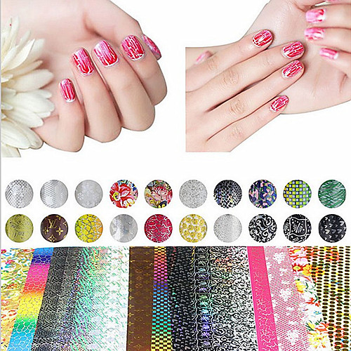 

20 sheet mix color transfer foil nail art flower design sticker decal for polish care diy nail art