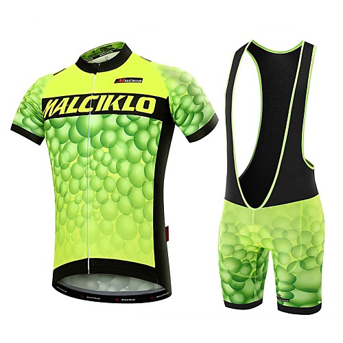 

Malciklo Men's Short Sleeve Cycling Jersey with Bib Shorts Coolmax Lycra White Black Bike Clothing Suit Breathable 3D Pad Quick Dry Back Pocket Sports Bubble Mountain Bike MTB Road Bike Cycling