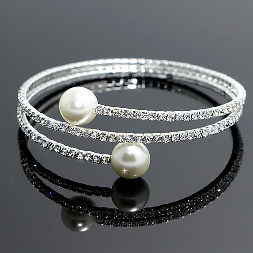 

Women's Strand Tennis Round Bangles Imitation Pearl Bracelet Jewelry Silver For Wedding Party Special Occasion Anniversary Birthday Gift / Daily / Casual / Engagement
