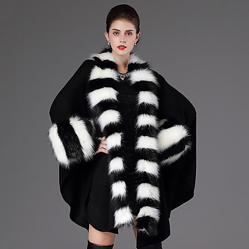 

Long Sleeve Capes Faux Fur Casual Women's Wrap With Feathers / Fur