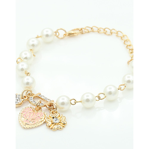 

Women's Girls' Crystal Chain Bracelet Charm Bracelet Alphabet Shape Heart Flower Personalized Luxury Elegant Bohemian Vintage Pearl Bracelet Jewelry White For Wedding Party Daily Casual Sports