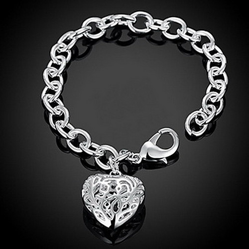 

Women's Chain Bracelet Charm Bracelet Hollow Out Twisted Heart Love Hollow Heart Ladies Personalized Fashion Sterling Silver Bracelet Jewelry Silver For Christmas Gifts Wedding Party Daily Casual