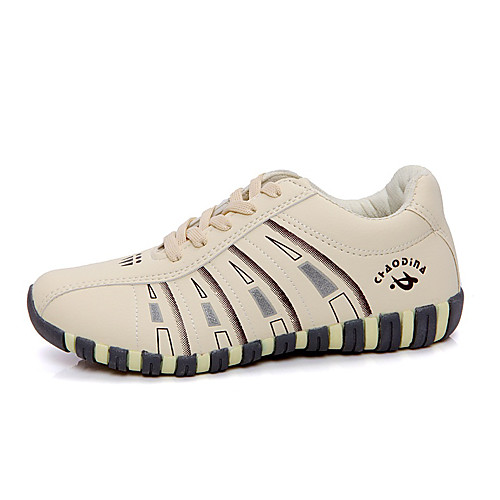 

Women's Sneakers Flat Heel Comfort Walking Shoes PU Lace-up Beige