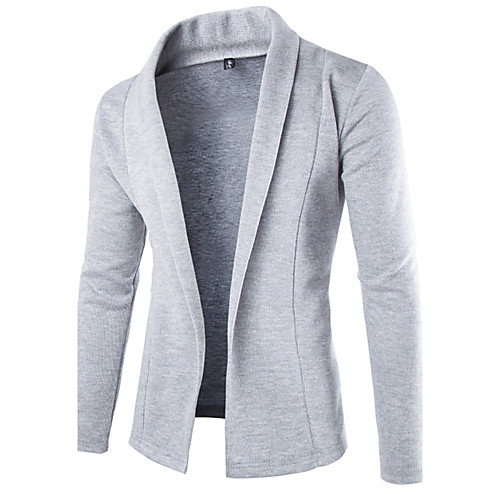 

Men's Solid Colored Cardigan Cotton Long Sleeve Regular Sweater Cardigans Shirt Collar Fall Winter Black Dark Gray Light gray