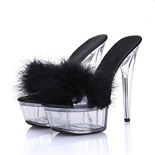 

Women's Sandals / Clogs & Mules Sexy Shoes Platform Sandal Summer Stiletto Heel / Platform Open Toe Sexy Sweet Wedding Dress Party & Evening Feather Solid Colored Customized Materials White / Black