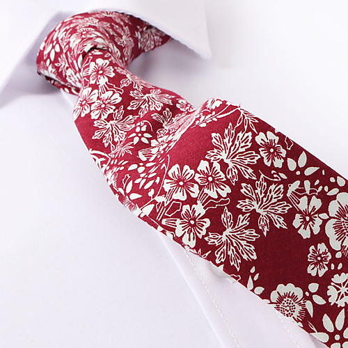 

Burgundy Floral Skinny Ties Cotton