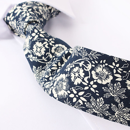 

Navy Blue Floral Skinny Ties Cotton