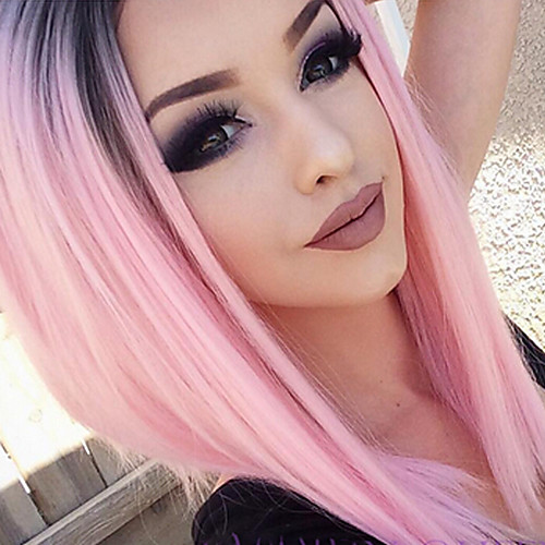 

Synthetic Lace Front Wig Straight Straight Lace Front Wig Pink Pink Synthetic Hair Women's Pink