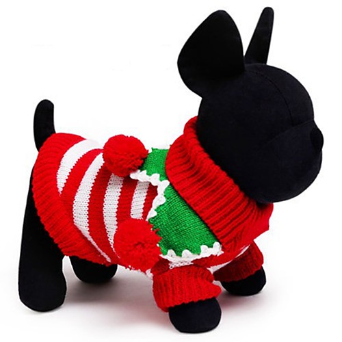 

Cat Dog Sweater Puppy Clothes Stripes Holiday Keep Warm Christmas Winter Dog Clothes Puppy Clothes Dog Outfits White Red Green Costume for Girl and Boy Dog Cotton XXS XS S M L