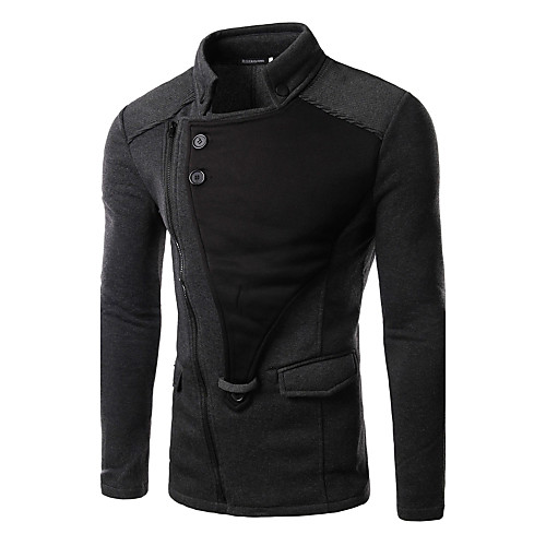 

Men's Basic Jackets Solid Colored Chic & Modern Fall Blazer Regular Street Long Sleeve Cotton Coat Tops Black