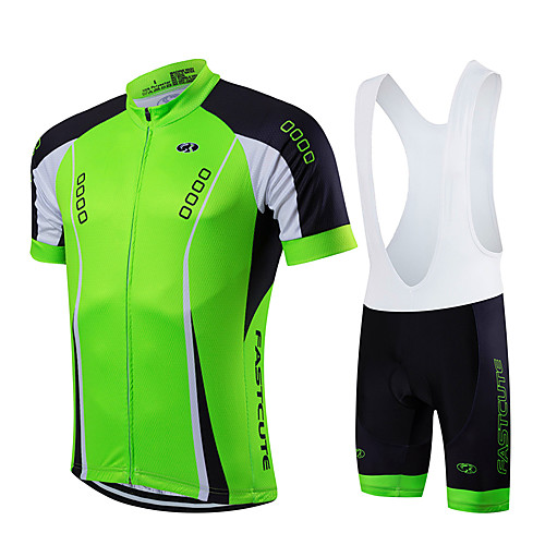 

Fastcute Men's Short Sleeve Cycling Jersey with Bib Shorts Red Green Blue Solid Color Bike Clothing Suit Breathable Quick Dry Sports Coolmax Lycra Solid Color Mountain Bike MTB Road Bike Cycling