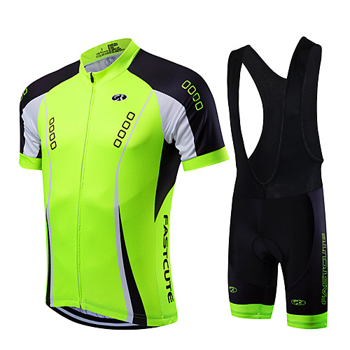

Fastcute Men's Short Sleeve Cycling Jersey with Bib Shorts Coolmax Lycra Yellow Red Light Green Bike Clothing Suit Breathable Quick Dry Sports Mountain Bike MTB Road Bike Cycling Clothing Apparel