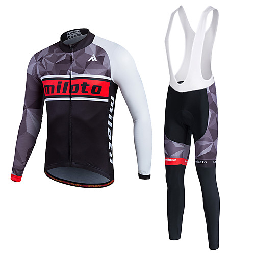 

Miloto Men's Long Sleeve Cycling Jersey Bike Clothing Suit Thermal / Warm Fleece Lining Breathable 3D Pad Quick Dry Winter Sports Polyester Fleece Silicon Sports Clothing Apparel / Stretchy / Lycra