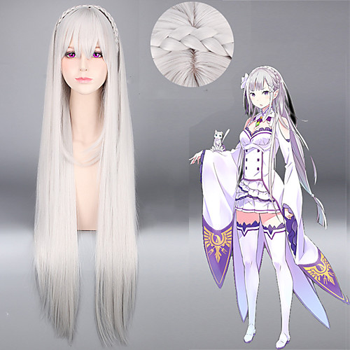 

Synthetic Wig Cosplay Wig Straight Straight Wig Very Long Grey Synthetic Hair Women's Gray