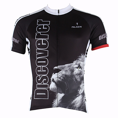 

ILPALADINO Men's Short Sleeve Cycling Jersey Polyester Purple Yellow Green Animal Lion Bike Jersey Top Mountain Bike MTB Road Bike Cycling Breathable Quick Dry Ultraviolet Resistant Sports Clothing