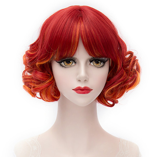 

Synthetic Wig With Bangs Wig Short Red Synthetic Hair Women's Red