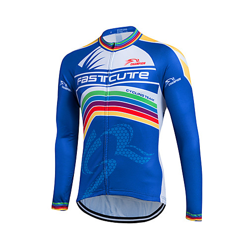 

Fastcute Men's Long Sleeve Cycling Jersey Winter Fleece Coolmax Velvet Dark Blue Bike Sweatshirt Jersey Top Mountain Bike MTB Road Bike Cycling Thermal / Warm Fleece Lining Breathable Sports