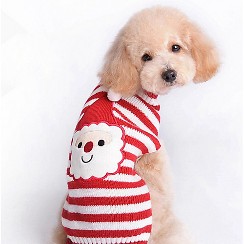 

Cat Dog Sweater Stripes Christmas New Year's Winter Dog Clothes Puppy Clothes Dog Outfits Red Costume for Girl and Boy Dog Woolen XXS XS S M L XL