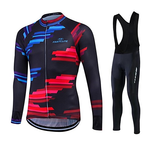 

Fastcute Men's Women's Long Sleeve Cycling Jersey with Bib Tights Bike Clothing Suit Thermal / Warm Fleece Lining Breathable 3D Pad Quick Dry Winter Sports Polyester Fleece Silicon Sports Clothing
