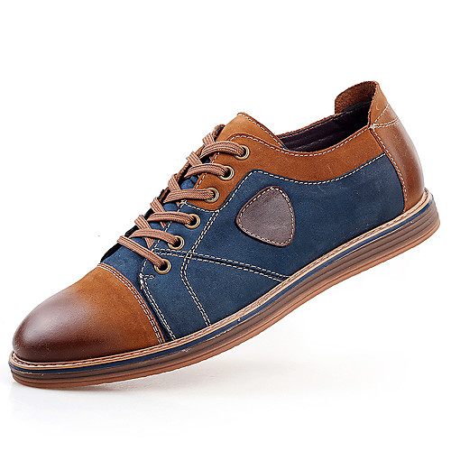 

Men's Oxfords Leather Shoes Comfort Shoes British Casual Leather Cowhide Slip Resistant Brown Gray Fall Spring / Lace-up