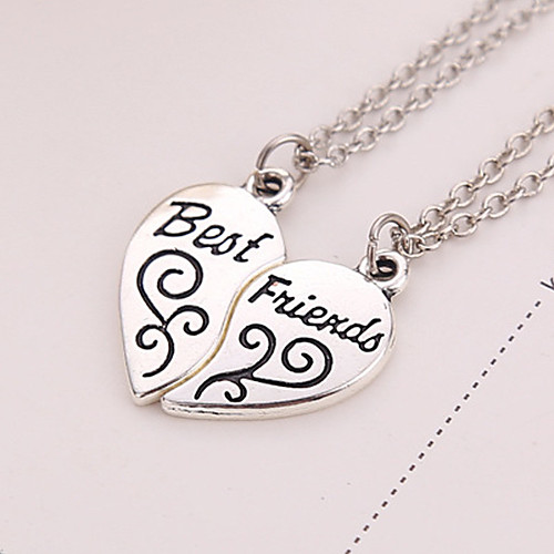 

Women's Pendant Necklace Engraved 2 pcs Matching Broken Heart Friends Heart Love life Tree Best Friends Ladies European Sister everyday Silver Plated Alloy Silver Necklace Jewelry 2pcs For Thank You