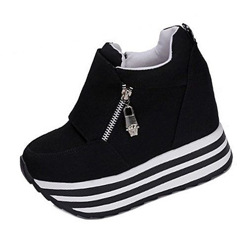 

Women's Heels Wedge Heel Walking Shoes Fabric Zipper Black Red / EU39