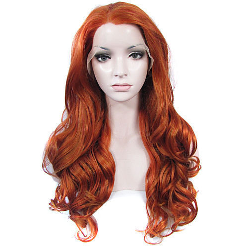 

Synthetic Wig Wavy Wavy Lace Front Wig Long Orange Synthetic Hair Women's Natural Hairline Side Part Red