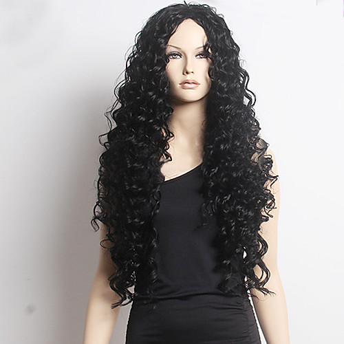 

Synthetic Wig Curly Curly Lace Front Wig Long Black Synthetic Hair Women's African American Wig Black